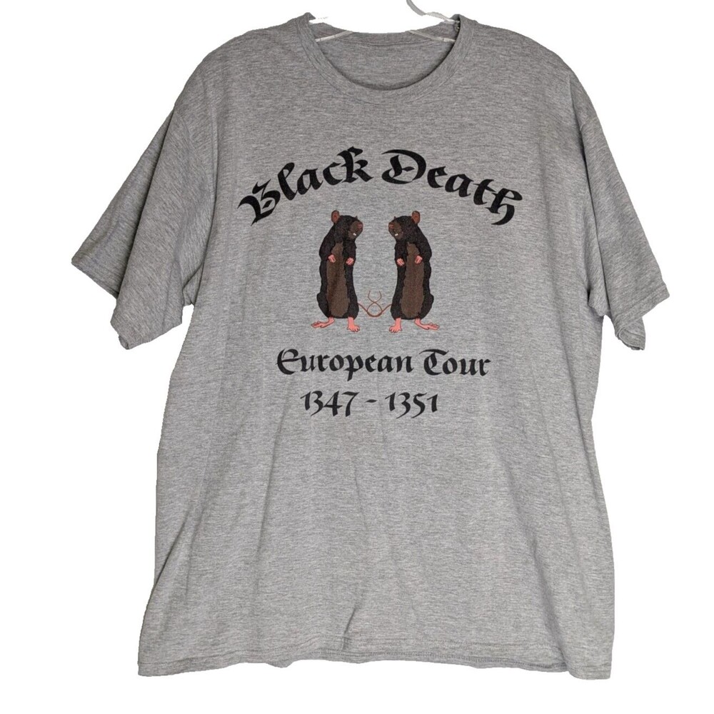 Vintage Black Death T Shirt Mens Large European Tour 1347-1351 Rat Plague Punk